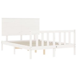 Cadre de lit sans matelas blanc bois de pin massif 