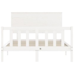 Cadre de lit sans matelas blanc bois de pin massif 