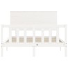 Cadre de lit sans matelas blanc bois de pin massif 