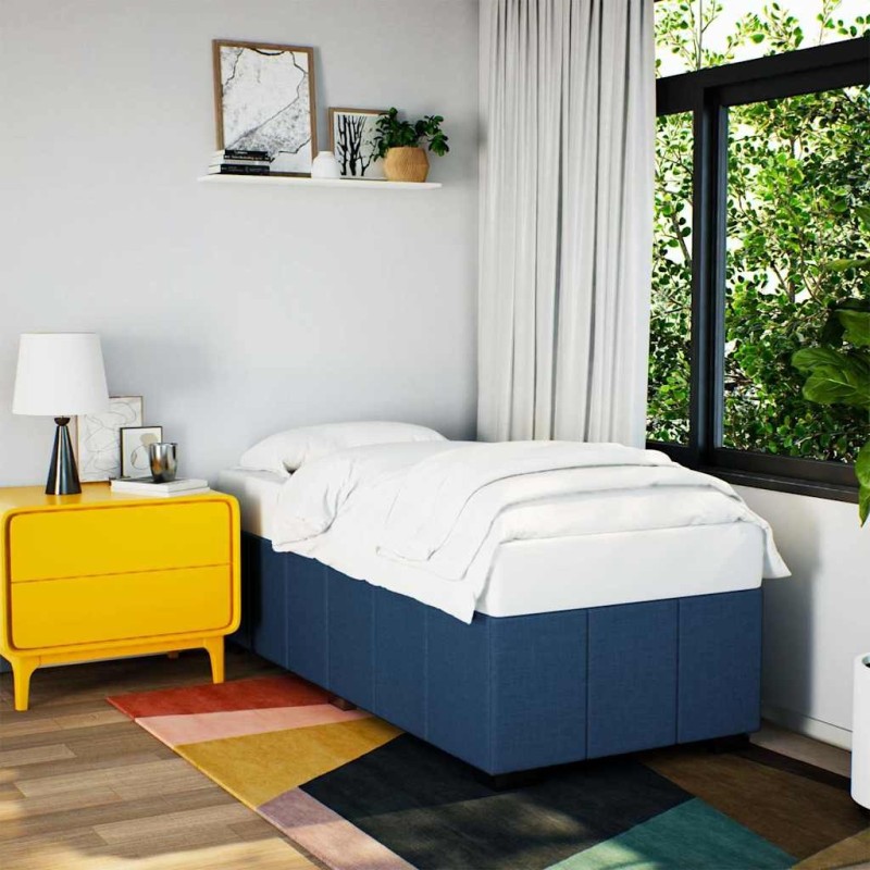 Cadre de lit sans matelas bleu 100x200 cm tissu Cadre de lit sans matelas bleu 100x200 cm tissu