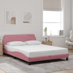 Cadre de lit et tête de lit sans matelas rose 140x190cm velours 