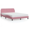 Cadre de lit et tête de lit sans matelas rose 140x190cm velours 
