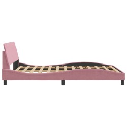 Cadre de lit et tête de lit sans matelas rose 140x190cm velours 