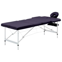 Table de massage pliable 3 zones Aluminium Violet 