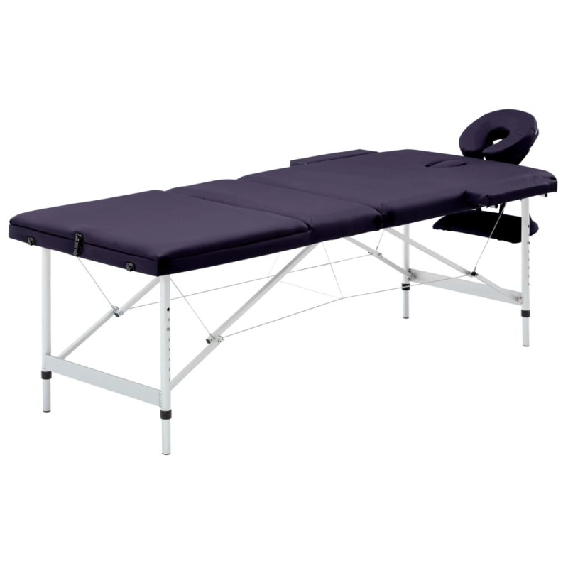 Table de massage pliable 3 zones Aluminium Violet 
