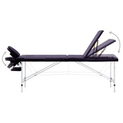 Table de massage pliable 3 zones Aluminium Violet 