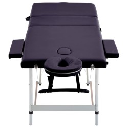 Table de massage pliable 3 zones Aluminium Violet 