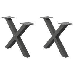 Pieds de table basse en forme de X, 2 pièces, anthracite, 50 x (30-31) cm, acier 