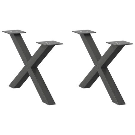 Pieds de table basse en forme de X, 2 pièces, anthracite, 50 x (30-31) cm, acier 