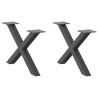 Pieds de table basse en forme de X, 2 pièces, anthracite, 50 x (30-31) cm, acier 
