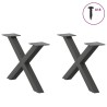 Pieds de table basse en forme de X, 2 pièces, anthracite, 50 x (30-31) cm, acier 