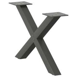 Pieds de table basse en forme de X, 2 pièces, anthracite, 50 x (30-31) cm, acier 