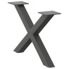 Pieds de table basse en forme de X, 2 pièces, anthracite, 50 x (30-31) cm, acier 