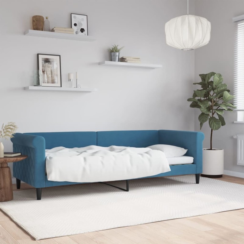Lit de repos sans matelas bleu 80x200 cm velours 