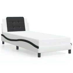 Cadre de lit sans matelas blanc et noir 80x200 cm similicuir 
