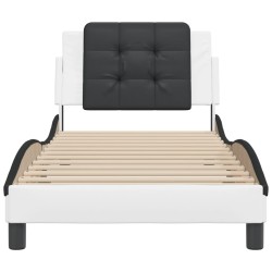 Cadre de lit sans matelas blanc et noir 80x200 cm similicuir 