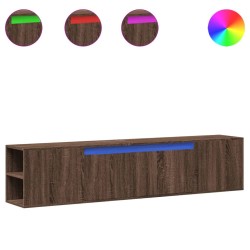 Meuble TV mural avec LED chêne marron 180x31x39,5 cm 