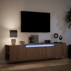 Meuble TV mural avec LED chêne marron 180x31x39,5 cm 