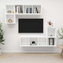 Ensemble de meuble TV 4 pcs Blanc Bois d'ingénierie 
