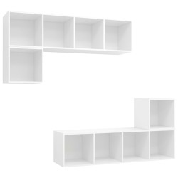 Ensemble de meuble TV 4 pcs Blanc Bois d'ingénierie 