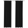 Rideaux occultants aspect lin crochet 2pcs Anthracite 140x225cm 
