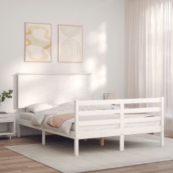 Cadre de lit sans matelas blanc bois massif 
