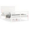 Cadre de lit sans matelas blanc bois massif 