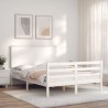 Cadre de lit sans matelas blanc bois massif 