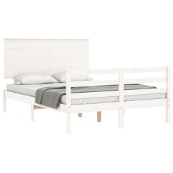 Cadre de lit sans matelas blanc bois massif 