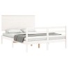 Cadre de lit sans matelas blanc bois massif 