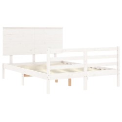 Cadre de lit sans matelas blanc bois massif 