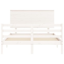 Cadre de lit sans matelas blanc bois massif 