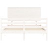 Cadre de lit sans matelas blanc bois massif 