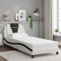 Cadre de lit sans matelas blanc et noir 80x200 cm similicuir 