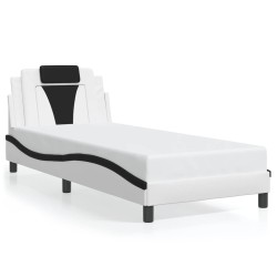 Cadre de lit sans matelas blanc et noir 80x200 cm similicuir 
