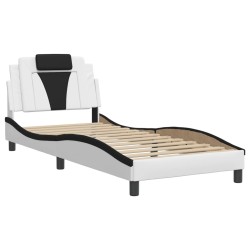 Cadre de lit sans matelas blanc et noir 80x200 cm similicuir 