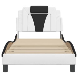 Cadre de lit sans matelas blanc et noir 80x200 cm similicuir 