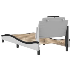 Cadre de lit sans matelas blanc et noir 80x200 cm similicuir 