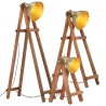 Lampadaires 3 pcs Laiton E27 Bois de manguier massif 