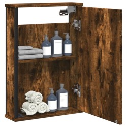 Armoire à miroir de salle de bain chêne fumé bois d’ingénierie 