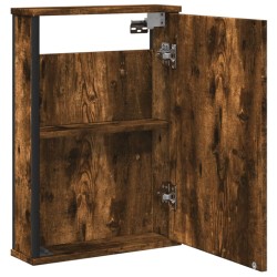 Armoire à miroir de salle de bain chêne fumé bois d’ingénierie 