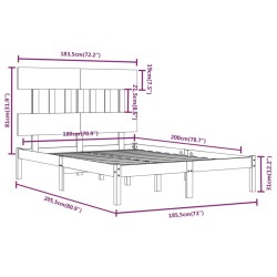 Cadre de lit sans matelas 180x200 cm bois massif 
