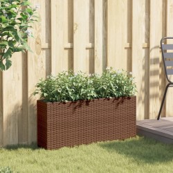 Jardinière avec 2 pots marron 90x20x40 cm résine tressée 