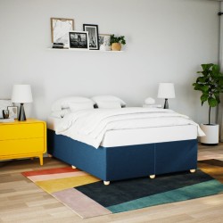 Cadre de lit sans matelas bleu 140x190 cm tissu 