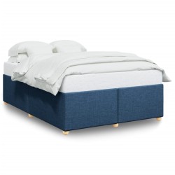 Cadre de lit sans matelas bleu 140x190 cm tissu 
