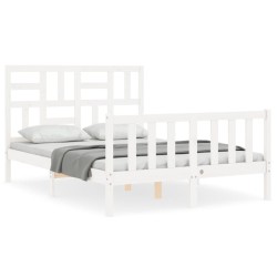 Cadre de lit sans matelas blanc bois de pin massif 
