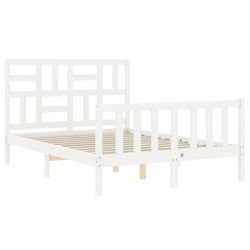 Cadre de lit sans matelas blanc bois de pin massif 