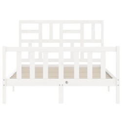 Cadre de lit sans matelas blanc bois de pin massif 