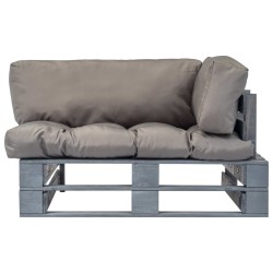 Canapé de jardin palette avec coussins gris Pinède 
