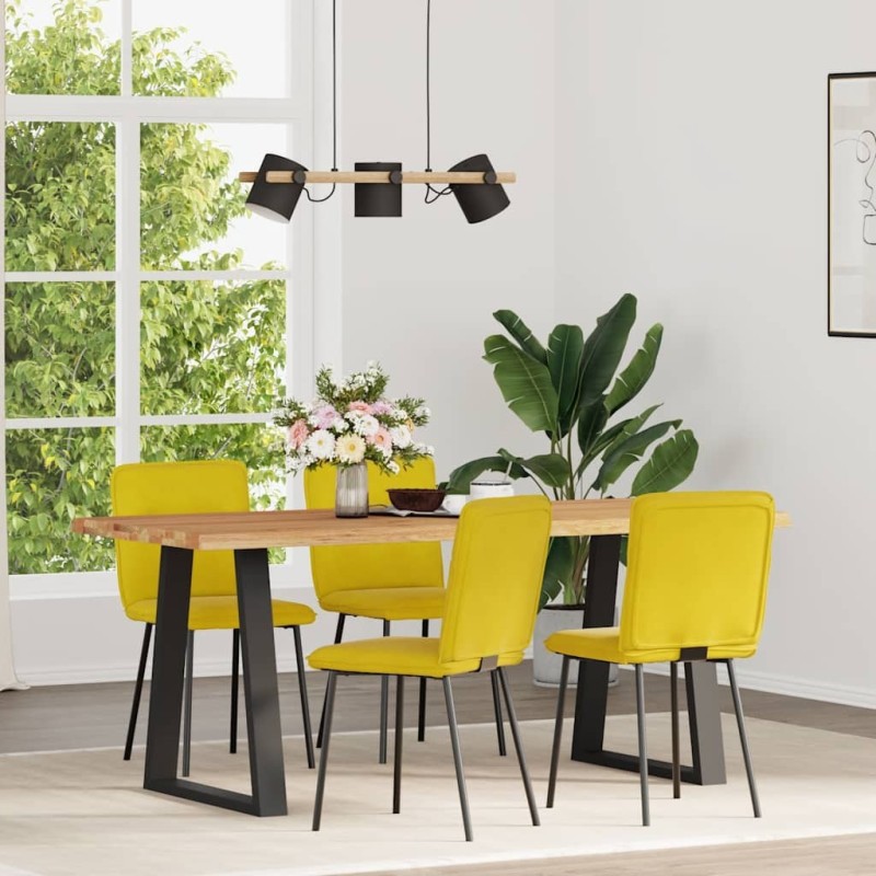 Chaises à manger lot de 4 jaune velours 